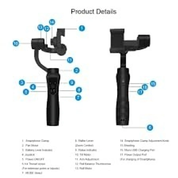 3-Axis Handheld Gimbal Stabilizer for Smartphones & Gopro with Face & Object Tracking Motion, Various Time Lapse Features