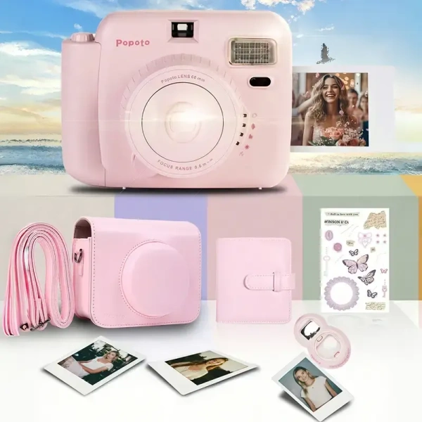 New Popoto Instant Camera Suitable, for give gifts Birthday, Party, Wedding Gift Parties. Various modes can be adjusted to suit different scenes, Portable cameras (Excluding Battery And Film)