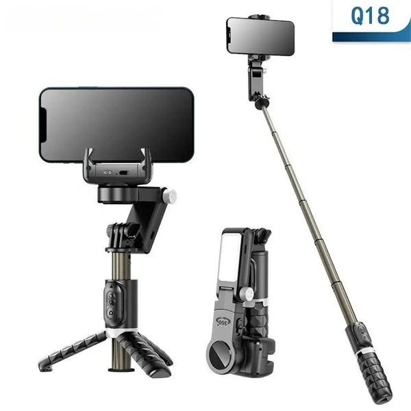 Q18 Desktop Gimbal Selfie Stick Tripod Stabilizer With Fill Light Remote Following Foldable For IPhone Xiaomi Live Broadcast