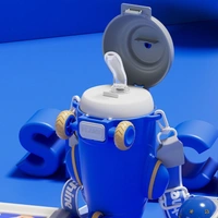 3D Cartoon Unique Airplane Tritan Plastic Cup with Straw Portable Carrier Travel Car Baby Drinking Bottle