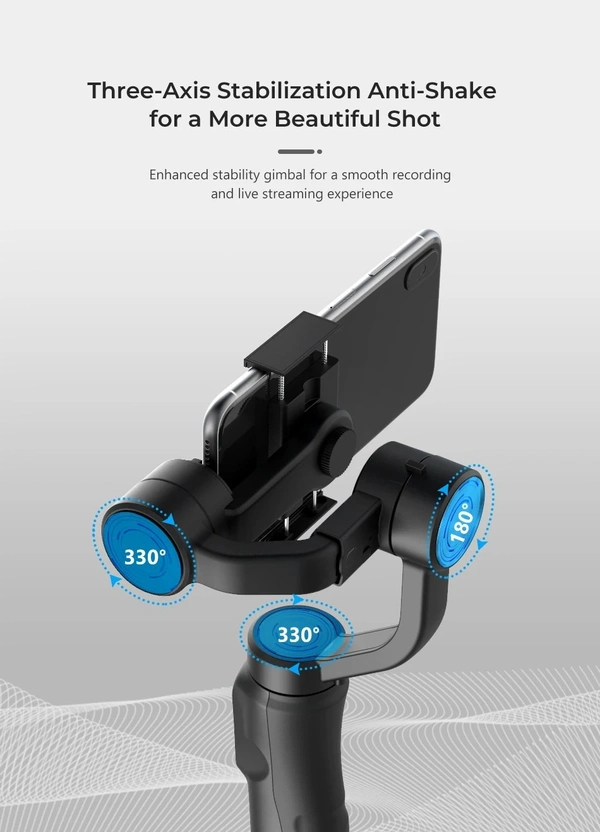 3-Axis Handheld Cell Mobile Phone Gimbal Stabilizer 360° Auto Adjustable DSLR Gimbal Estabilizador - Camera & Smartphone Stabilizer