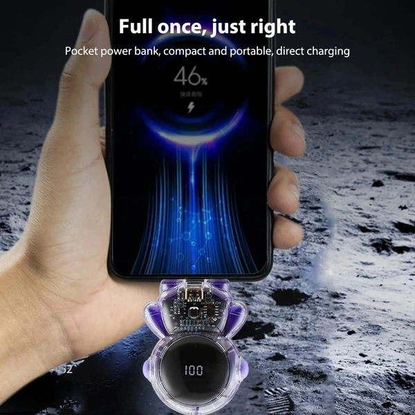 Astronaut Powerbank Spaceman Mini Spare Battery Mobile Power Bank | 1500mAh Portable Charger with Digital Display - TYPE-C