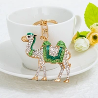 Fashion Jewelry Crystal Camel Keyring | Golden Enamel & Rhinestone Ornament | Alloy Gift Decor