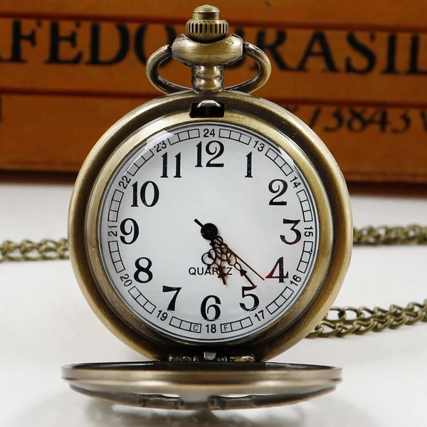 New Bronze Hollow Eagle Quartz Pocket & Fob Watch | Steampunk Vintage Charm Necklace with Chain | Unisex Design clock