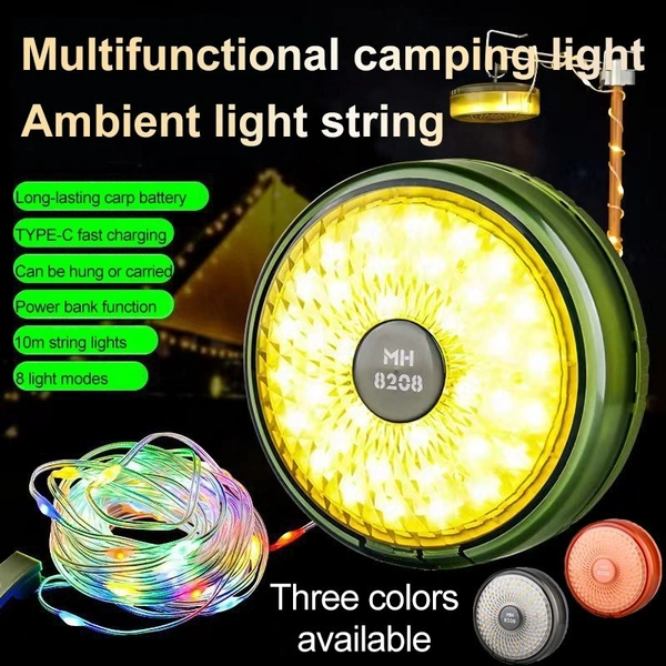 MH8208 PC Transparent Gemstone Outdoor Camping Light | Multifunctional Atmosphere String Light & Mobile Charger