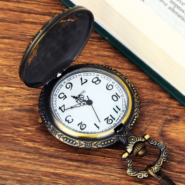 Train Locomotive Engine Pattern Pocket Watch | Hollow Cover Necklace Pendant Gift Clock