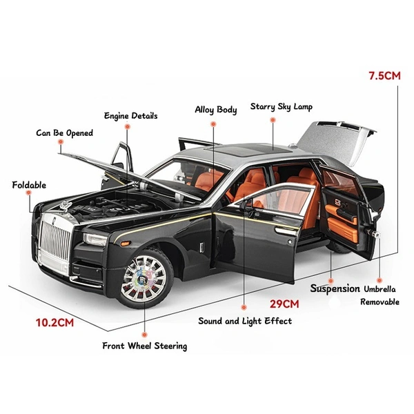 Che Zhi rolls royce Diecast Model Cars Phantom Front Wheel Steering Custom Model Car Simulation Diecast Toys for Kids