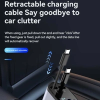 4-in-1 Retractable Super Fast Car Charger with Dual USB Ports for Type-C & iPhone