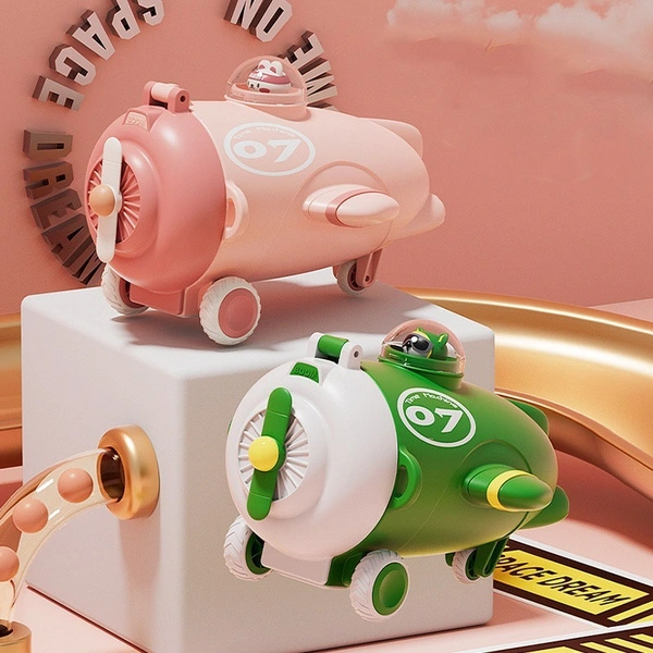 3D Cartoon Unique Airplane Tritan Plastic Cup with Straw Portable Carrier Travel Car Baby Drinking Bottle