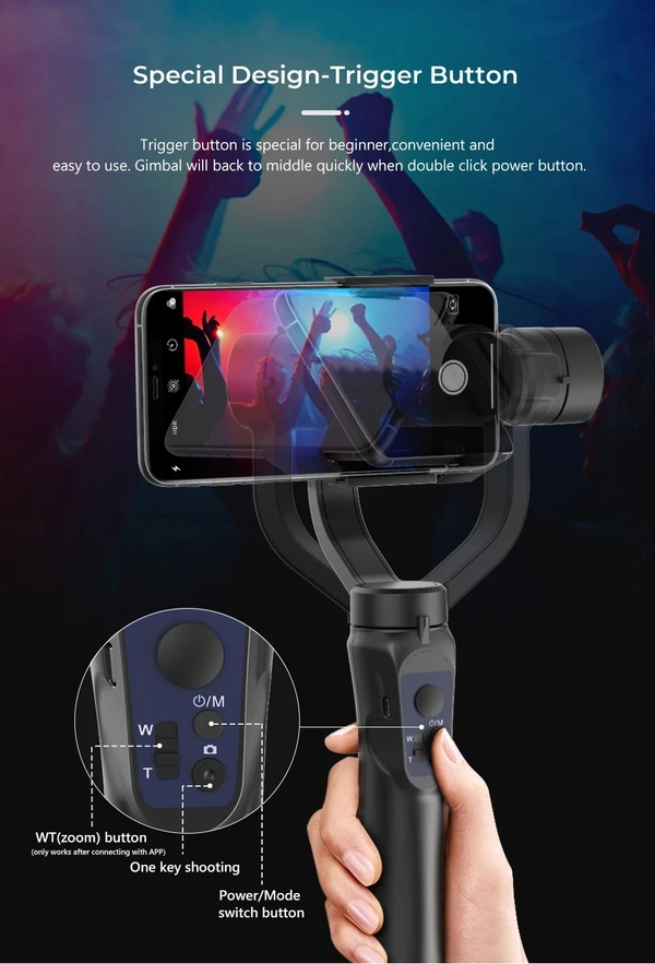 3-Axis Handheld Cell Mobile Phone Gimbal Stabilizer 360° Auto Adjustable DSLR Gimbal Estabilizador - Camera & Smartphone Stabilizer