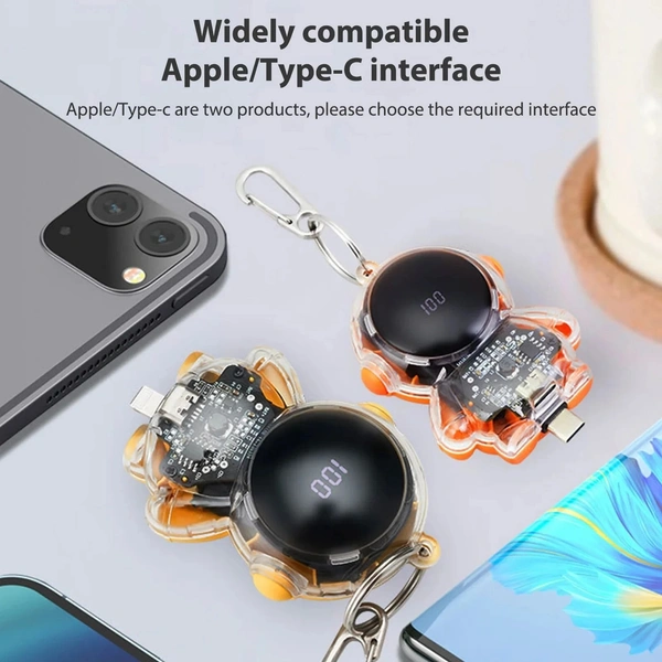 Astronaut Powerbank Spaceman Mini Spare Battery Mobile Power Bank | 1500mAh Portable Charger with Digital Display - TYPE-C