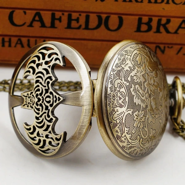 New Bronze Hollow Eagle Quartz Pocket & Fob Watch | Steampunk Vintage Charm Necklace with Chain | Unisex Design clock