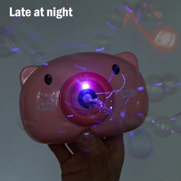Electric Automatic Bubble Machine with Soap Water Maker Toys Cartoon Animal Pig Bubble Camera