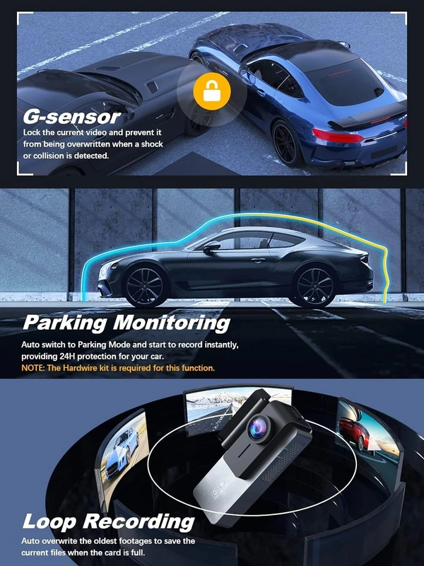 4K Dash Cam with Front and Back Dual Lens | 4K + 1080P Car DVR with WiFi, G-Sensor & Loop Recording