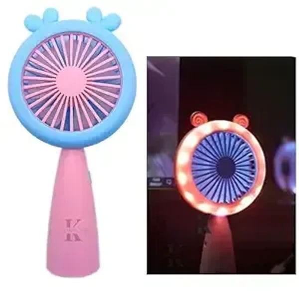 KIRATIVEYOU Mini Portable Fan, Built-in USB Rechargeable Battery Operated, Personal Hand Fan with LED Night Light, Cute Design, Handheld Fan for Travel, Makeup, Girl, Women, Kids, Baby