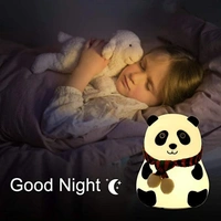 Baby Bedroom Lamps Cartoon Panda Night Light Soft Silicone Cute Children Sleep Light Kids Night Light
