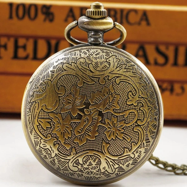 New Bronze Hollow Eagle Quartz Pocket & Fob Watch | Steampunk Vintage Charm Necklace with Chain | Unisex Design clock
