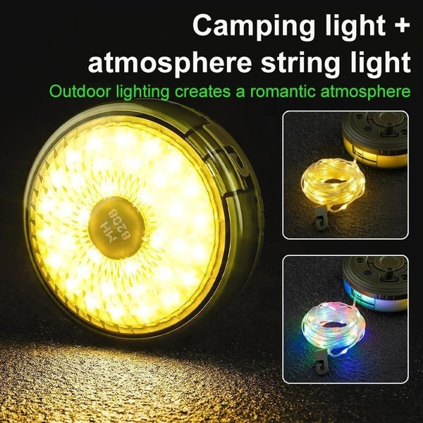 MH8208 PC Transparent Gemstone Outdoor Camping Light | Multifunctional Atmosphere String Light & Mobile Charger