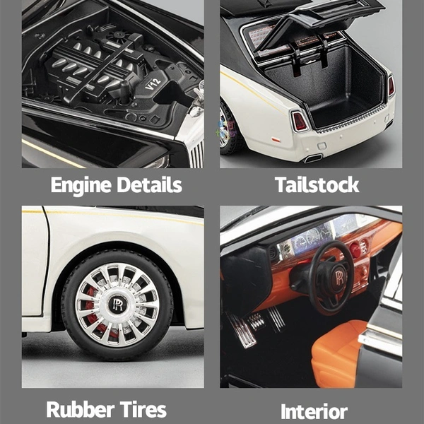 Che Zhi rolls royce Diecast Model Cars Phantom Front Wheel Steering Custom Model Car Simulation Diecast Toys for Kids