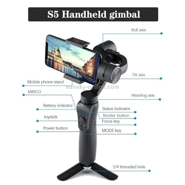 3-Axis Handheld Gimbal Stabilizer for Smartphones & Gopro with Face & Object Tracking Motion, Various Time Lapse Features