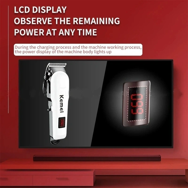 Kemei Electric Hair Clipper KM-809A Barber Trimmer With LCD Professional Hair Clipper Ceramic Blade Cordless Trimmer for men