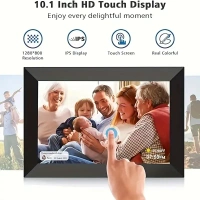 10 Inch Smart Wi-Fi Digital Photo Frame with IPS Touchscreen, Free App, Slideshow & Weather