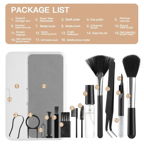 18-in-1 Computer Keyboard Cleaner Kit | Cleaning Tools for Screens, Earphones, and Keyboards 18in1