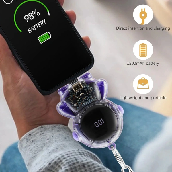 Astronaut Powerbank Spaceman Mini Spare Battery Mobile Power Bank | 1500mAh Portable Charger with Digital Display - TYPE-C