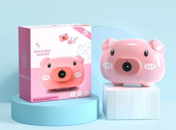 Electric Automatic Bubble Machine with Soap Water Maker Toys Cartoon Animal Pig Bubble Camera