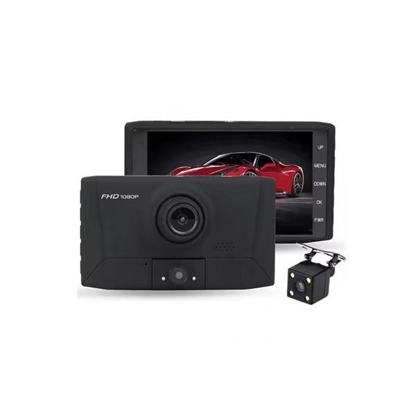 3 Channel Vehicle Driving Recorder | 4.0 Inch HD Screen, 1080p Dash Cam with Motion Detection