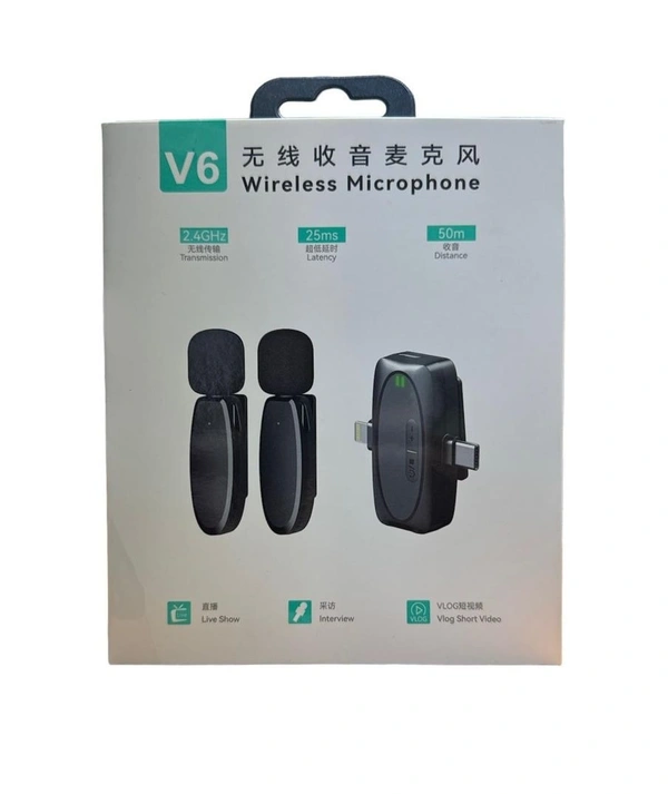 V6 Wireless Microphone - Lightning & Type-C Compatible | Perfect for Content Creators