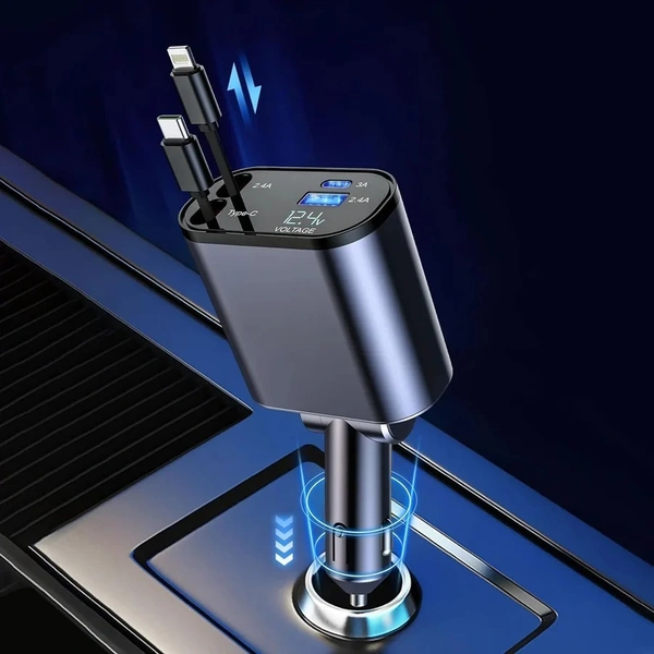 Avyukta 4 In 1 Retractable Car Charger 120W