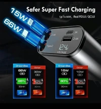 Avyukta 4 In 1 Retractable Car Charger 120W