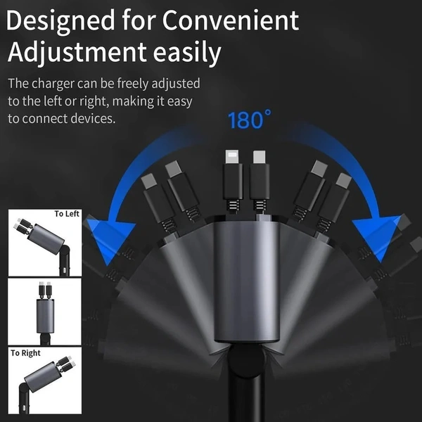 Avyukta 4 In 1 Retractable Car Charger 120W