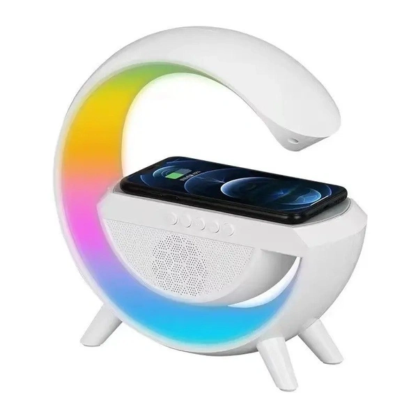 Top Selling G Shaped Wireless Charger LED Lamp With Speaker Multi-function 15W Wireless Charger App Control Desk