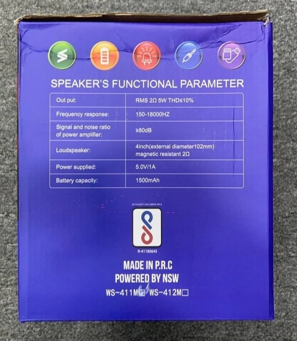Woos WS-411M Portable RGB Speaker with Wireless Mic, 4-Inch Woofer, 1500mAh Battery