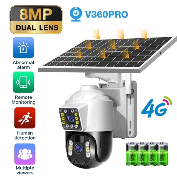 4G Pro 8MP Solar CCTV Camera WIFI Wireless Outdoor Waterproof 4G SIM Card IP Cam