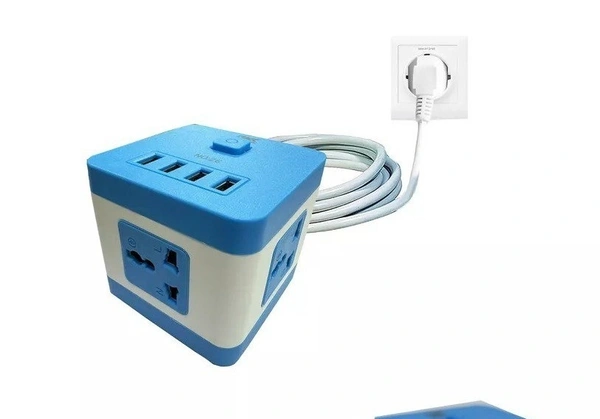 Universal Power Extension Cord with 4 USB Ports – Multi-Device Charging Solution