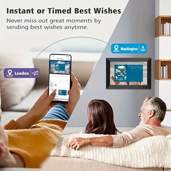 10 Inch Smart Wi-Fi Digital Photo Frame with IPS Touchscreen, Free App, Slideshow & Weather