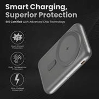 10000mAh MagSafe Power Bank, Fireproof ABS+PC+Zinc Alloy, Microprocessor Chip, Built in Type-C Cables, Li-Polymer Battery PD 20W - Black