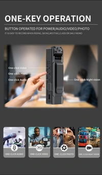 1080P HD Body-Worn Camera with Night Vision | 8-Hour Law Enforcement Recorder, Portable Cam with Rotatable Lens