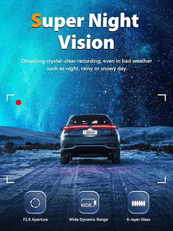 4K Dash Cam with Front and Back Dual Lens | 4K + 1080P Car DVR with WiFi, G-Sensor & Loop Recording