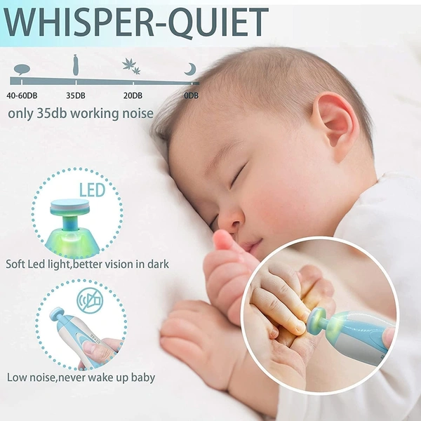 Baby Nail Trimmer New Born with Lights | Electric Baby Nail Cutter 0-6 Months with Multiple Filer Heads Adjustment | New Born Baby Products