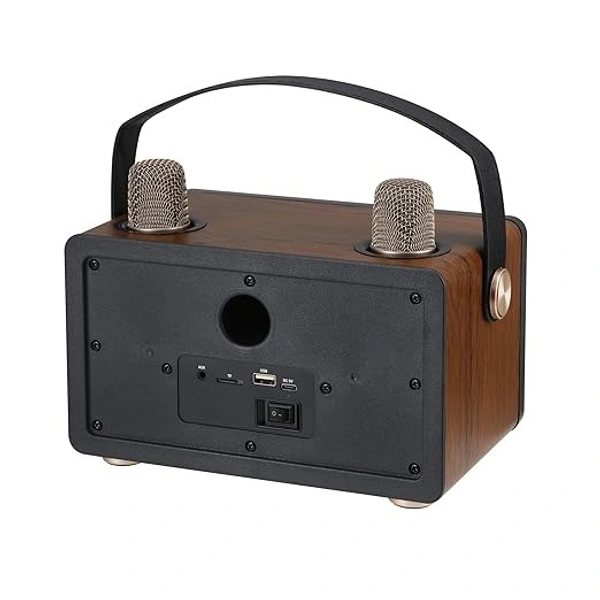 MZ M202 Portable Bluetooth Speaker Brown | Dynamic Sound Quality with 2 Wireless mics Light Weight Speaker