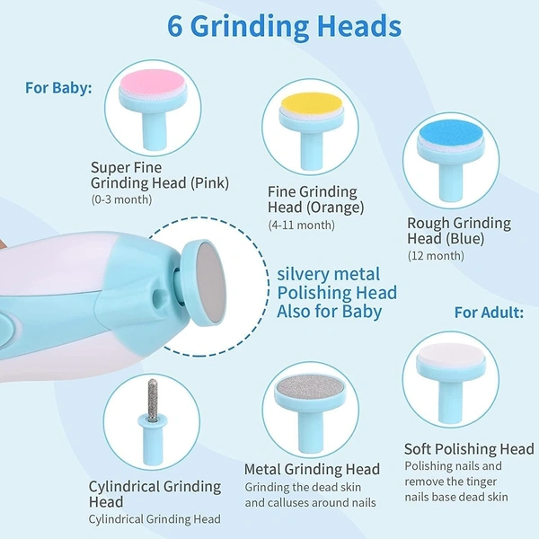Baby Nail Trimmer New Born with Lights | Electric Baby Nail Cutter 0-6 Months with Multiple Filer Heads Adjustment | New Born Baby Products