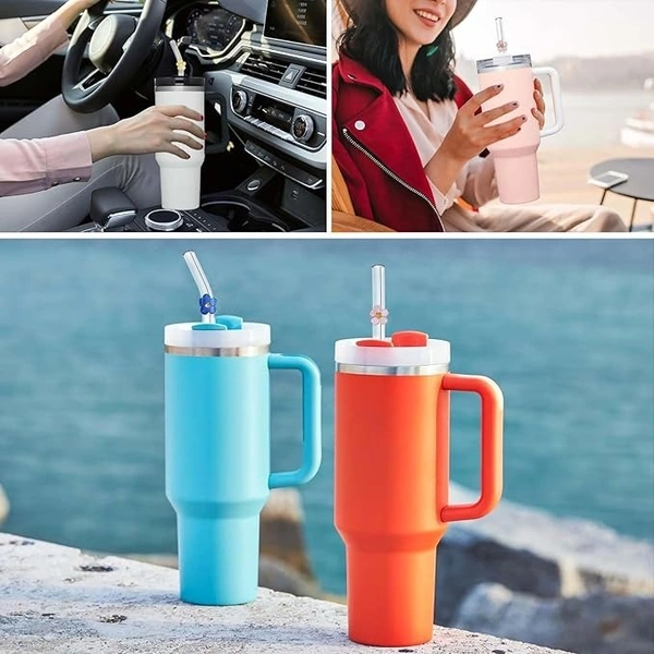 40 oz Tumbler with Handle | Stainless Steel Insulated Tumblers with Lids and Straw | Insulated Travel Mug Iced Coffee Cup