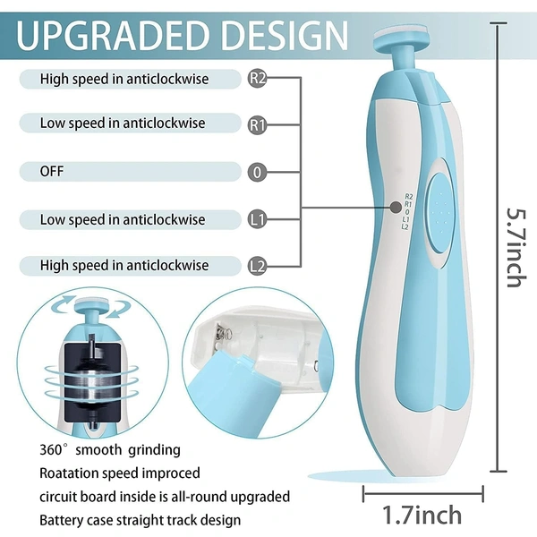 Baby Nail Trimmer New Born with Lights | Electric Baby Nail Cutter 0-6 Months with Multiple Filer Heads Adjustment | New Born Baby Products