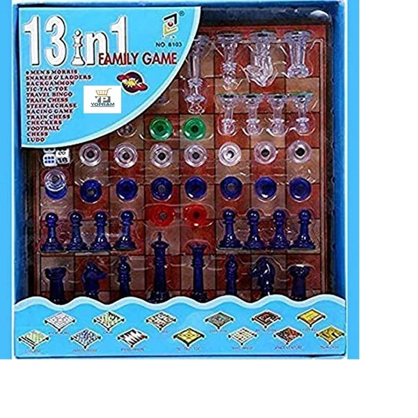 Premium Products Magnetic 13 in 1 Family Fun Indoor & Outdoor Board Games for Kids | Snakes & Ladders, Tic-Tac-Toe, Space Venture, Ludo, Chess, Football, Checkers, Travel Bingo & Many More