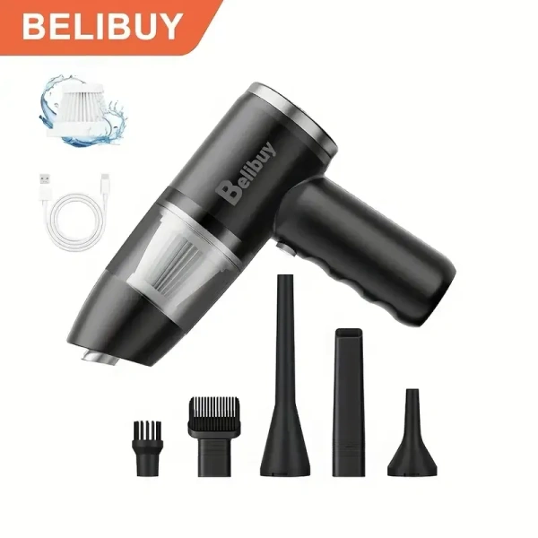 Portable cordless handheld vacuum cleaner, cyclonic aspirated car vacuum cleaner, combined blow and suction, rechargeable powerful car/office/home vacuum cleaner - 1