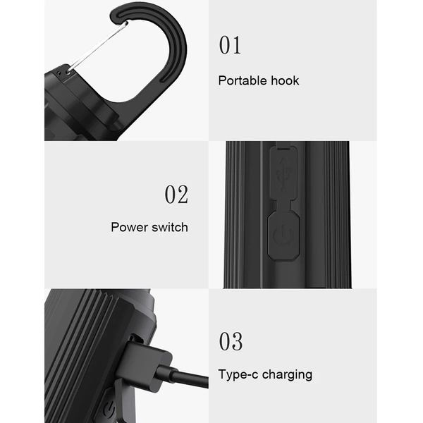 LED Camping Light Type-C USB Rechargeable Waterproof 400mAh 100LM Tent Light with Hook 3 Modes Outdoor Lighting Blub